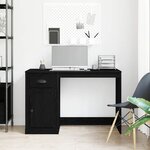 vidaXL Bureau avec porte Chêne noir 50 x 115 x 75 cm Bois d'ingénierie