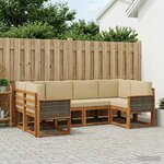 vidaXL Ensemble de canapés d'extérieur 6 pc Naturel et Beige