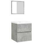 vidaXL Armoire lavabo de salle de bain et bassin et miroir Gris béton