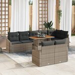 vidaXL Ensemble de canapé de jardin avec coussin 9 Pièces Gris  Marron