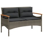 vidaXL Banc de jardin avec coussins 116x62 5x74 cm gris résine tressée