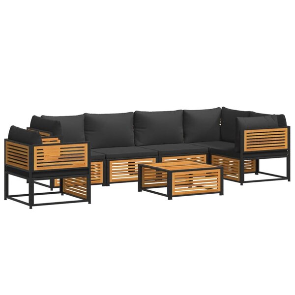 vidaXL Salon de jardin avec coussins 7 Pièces bois massif d'acacia