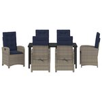 vidaXL Ensemble de jardin 7 pièces avec coussins en poly rattan gris.