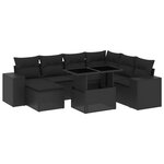 vidaXL Salon de jardin 8 Pièces avec coussins noir résine tressée