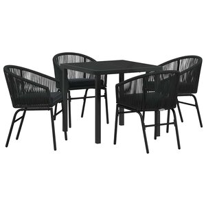 vidaXL Ensemble de salle à manger pour jardin 5 Pièces Noir Poly rotin
