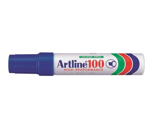 Marqueur '100' permanent indélébile pointe biseautée 7 5 & 12 mm Bleu ARTLINE