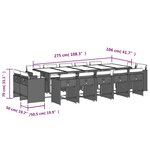 vidaXL Ensemble à manger de jardin et coussins 15 Pièces beige