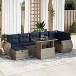 vidaXL Salon de jardin 8Pièces avec coussins gris résine tressée acacia