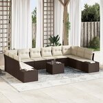 vidaXL Ensemble de Canapé de Jardin 10 Pièces avec Coussins Gris Rattan Poly