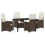 vidaXL Ensemble de salle à manger de jardin 5 pièces avec coussins marron Poly Rattan