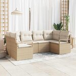 vidaXL Ensemble de canapé de jardin 6 Pièces Beige et blanc polyrotin
