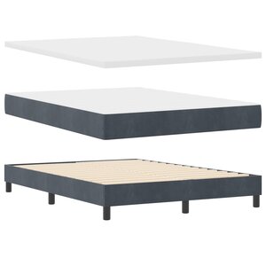 vidaXL Lit à ressorts avec matelas Gris foncé 160x200 cm Velours