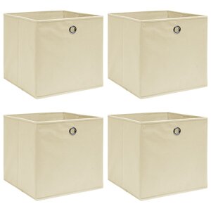 vidaXL Boîtes de rangement 4 Pièces Crème 32x32x32 cm Tissu