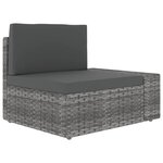 vidaXL Salon de jardin 10 Pièces avec coussins Gris Résine tressée