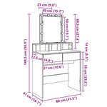 vidaXL Coiffeuse avec LED gris béton 80x41x144 5 cm