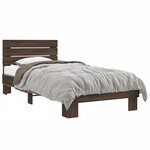 vidaXL Cadre de lit chêne marron 90x200 cm bois d'ingénierie et métal