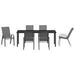 Ensemble de repas de jardin vidaXL 7 pièces gris textilène et acier