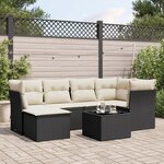 vidaXL Salon de jardin 7 Pièces avec coussins noir résine tressée