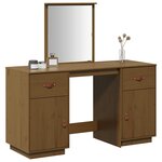 vidaXL Ensemble de coiffeuse et miroir Marron miel Bois de pin solide