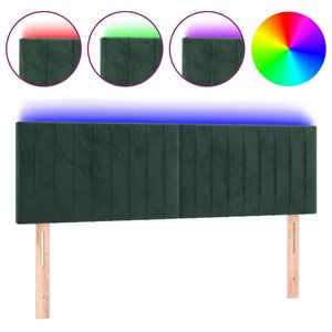 vidaXL Tête de lit à LED Vert foncé 144x5x78/88 cm Velours