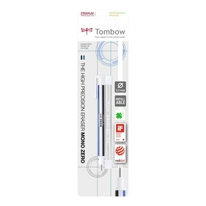 Stylo Gomme MONO zero classique pointe ronde 2 3 mm blanc/bleu/noir + 2 recharges TOMBOW