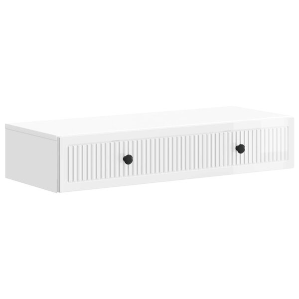 vidaXL Table d'appoint murale Blanc brillant 87 5 x 34 5 x 17 cm