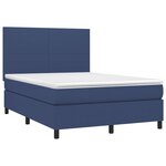 vidaXL Sommier à lattes de lit et matelas et LED Bleu 140x190 cm Tissu