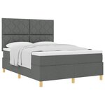 vidaXL Lit Box Spring avec Matelas Gris foncé 140x200 cm Tissu