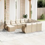 vidaXL Salon de jardin 11 Pièces avec coussins beige résine tressée