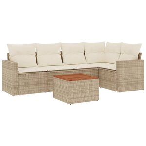 vidaXL Salon de jardin avec coussins 6 Pièces beige résine tressée
