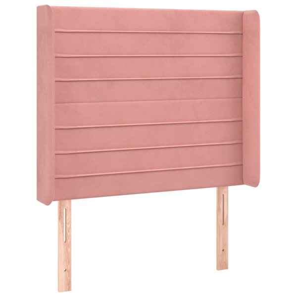 vidaXL Tête de lit avec oreilles Rose 93x16x118/128 cm Velours
