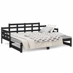 vidaXL Lit coulissant sans matelas noir 2x(90x200) cm