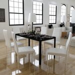 vidaXL Ensemble de table à manger sept pièces noir et blanc