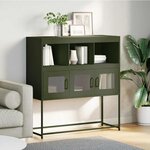 vidaXL Buffet vert olive 100 5x39x107 cm acier laminé à froid
