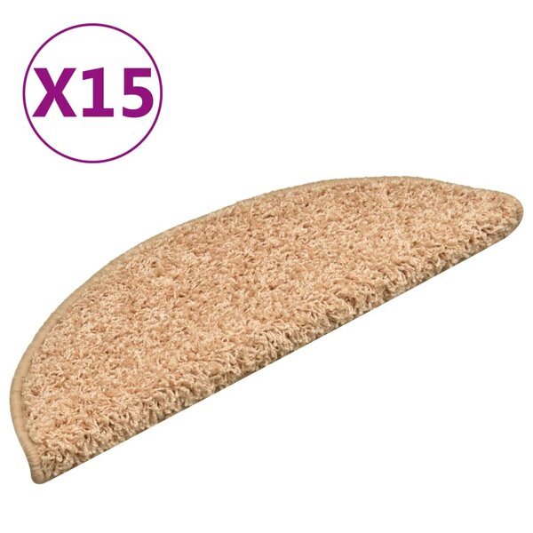 vidaXL Tapis de marches d'escalier 15 Pièces Doré 56x17x3 cm