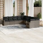 vidaXL Salon de jardin avec coussins 10 Pièces gris résine tressée