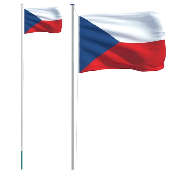 vidaXL Drapeau tchèque et mât 6 23 m Aluminium