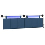 vidaXL Tête de lit suspendue Avec lumière LED Bleu Tissu