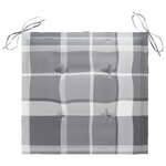 vidaXL Chaise à bascule avec coussin à carreaux gris Bois de teck