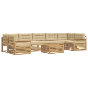 vidaXL Ensemble de canapés d'extérieur 8 pc Blanc et Beige