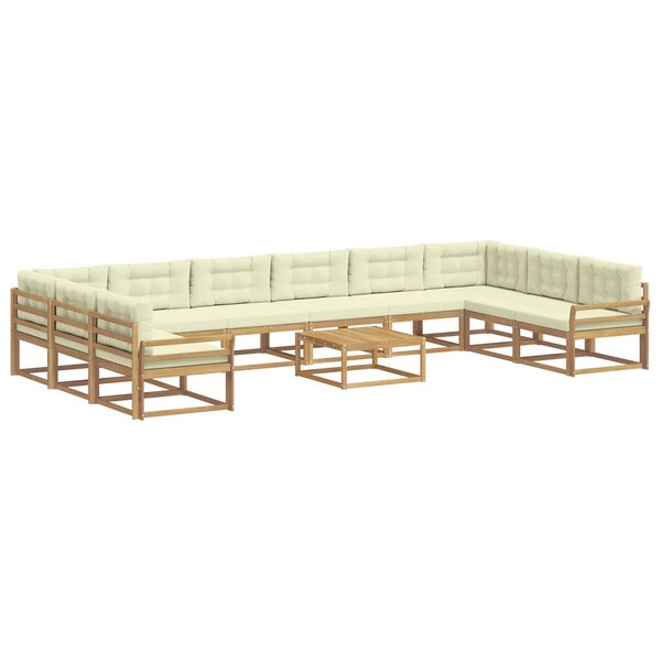 vidaXL Ensemble de canapés d'extérieur 11 pc Blanc et crème