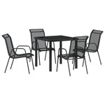 vidaXL Ensemble de salle à manger de jardin 5 pièces noir Textilène et acier