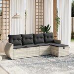 vidaXL Salon de jardin 5 Pièces avec coussins gris clair résine tressée