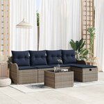 vidaXL Ensemble de canapé de jardin 6 Pièces Gris et marine polyrotin