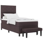 vidaXL Lit à ressorts avec tête de lit Marron foncé 100 x 200 cm tissu