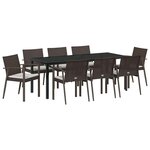 vidaXL Ensemble de salle à manger pour jardin 9 Pièces Marron et Noir