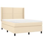 vidaXL Sommier à lattes de lit matelas LED Crème 140x190 cm Tissu