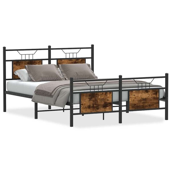 vidaXL Cadre de lit sans matelas chêne fumé 137x190 cm bois ingénierie