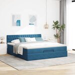 VidaXL Cadre de lit ottoman avec matelas bleu foncé 180x200 cm velours