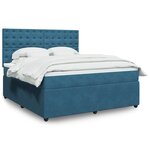 vidaXL Sommier à lattes de lit et matelas Bleu foncé 180x200cm Velours